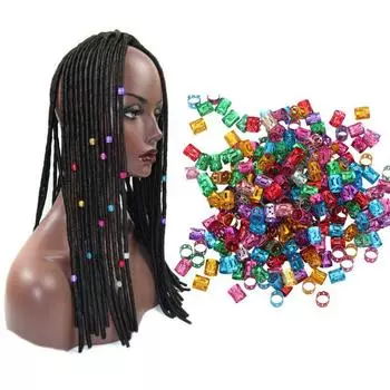 100 шт., модные серебряные полые металлические кольца для волос, косички, дреды, бусины, манжеты для волос, трубка для страха, очаровательные дреды для DIY, аксессуары для волос фиолетовый