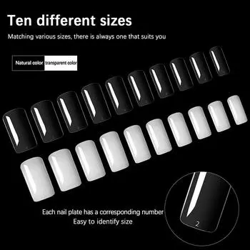 100 шт. молочно-белых накладных ногтей средней квадратной формы, гелевые накладные ногти с полным покрытием, многоразовые и натуральные акриловые накладные ногти