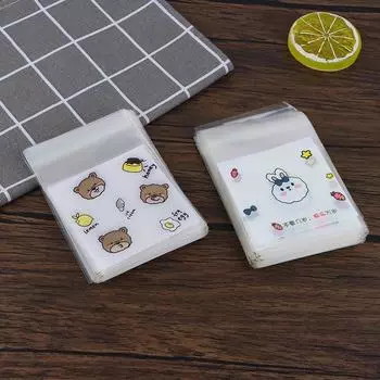 100 шт. мультяшный пакет для упаковки печенья печенье снежинка хрустящая упаковка самозапечатывающийся пакет отдельные прозрачные милые пакеты для десерта A