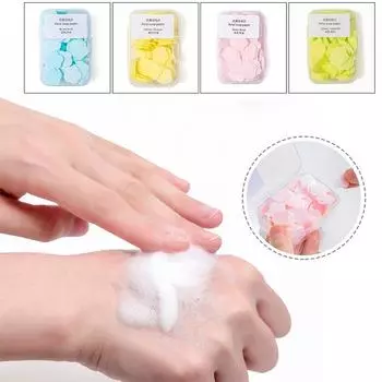 100 шт. мыльной бумаги в форме цветка для путешествий, мытья мыла, мытья рук, чистки, ароматизированные ломтики, пенящаяся бумага, мыльницы, 5 цветов
