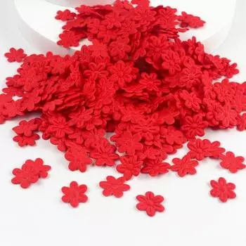 100 шт., наклейки для украшений из ткани в виде пятилепестковых цветов, 2 см, шпильки, аксессуары красный