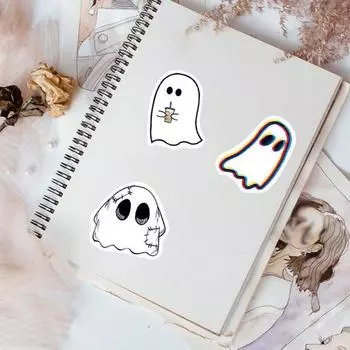 100 шт. наклейки с привидениями на Хэллоуин, самоклеящиеся водонепроницаемые наклейки из ПВХ для бутылок с водой, ноутбуков и телефонов