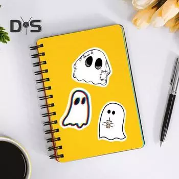 100 шт. наклейки с привидениями на Хэллоуин, самоклеящиеся водонепроницаемые наклейки из ПВХ, бутылки с водой, ноутбук, телефон, привидение, сувениры для вечеринок 100pcs