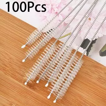 100 шт. нейлоновая щетка для чистки соломинок из нержавеющей стали, многоразовая экологически чистая щетка для чистки соломинок, набор мягких инструментов для чистки волос 100pcs