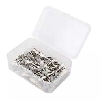 100 шт. нейлоновая щетка для полировки зубов, полировальная щетка для стоматологических принадлежностей с коробкой для хранения, белая головка с плоской головкой Flat Head White