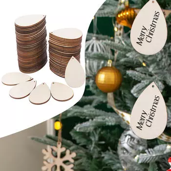 100 шт. Необработанные деревянные спилы Деревянные подвесные украшения Каплевидные украшения Заготовки