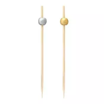 100 шт. Необычные бамбуковые палочки для коктейлей с золотым шариком на конце, биоразлагаемые, экологически чистые бамбуковые фруктовые вилки 12cm золотистый