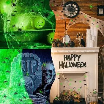 100 шт. Ночной светильник Паук Хэллоуин Плюшевый Паук и Паук Хлопок Призрак Комната Сцена Украшения Украшения Для Вечеринки Сделай Сам Украшения 100pcs Black Spider