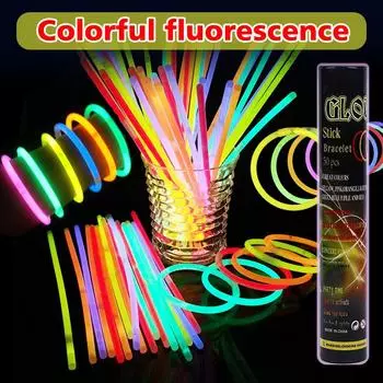 100 шт. ночных светящихся праздничных принадлежностей с соединителями для детей и взрослых, светящиеся ожерелья и браслеты, украшения для вечеринок, светящиеся