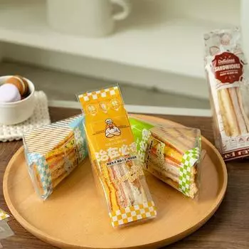 100 шт. обертки для сэндвичей специальные одноразовые легко рвущиеся прозрачные треугольные пакеты для выпечки хлеба жёлтый