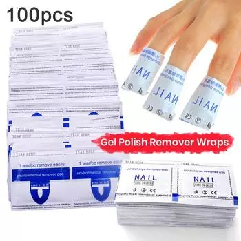 100 шт., обертывания для снятия гель-лака, очиститель для ногтей, средство для снятия гель-лака, обезжириватель для салфеток для снятия лака, инструмент для ухода за ногтями, легкое чистящее средство для лака