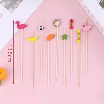 100 шт. одноразовые бамбуковые коктейли, фруктовые палочки, деревянные принадлежности для вечеринок Toothp as the picture