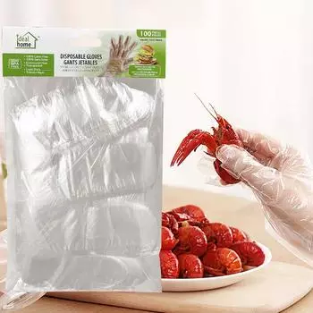 100 шт., одноразовые перчатки для повседневного использования, пластиковые съедобные прозрачные защитные перчатки для еды, утолщенная пленка для общественного питания 100pcs белый