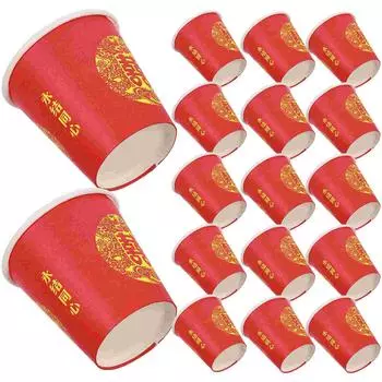 100 шт. одноразовые стаканы красные вечерние чашки свадебные чайные чашки для китайской питьевой бумаги банкетные тарелки