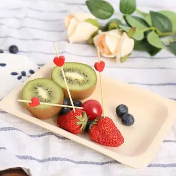 100 шт одноразовых бамбуковых шпажек для еды, шведский стол, кексы, вилка для фруктов, салат, овощные палочки, зубочистка, шампур, праздничный торт, десерт 100pcs