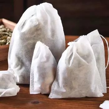 100 шт. одноразовых чайных пакетиков, нетканый материал, чайные фильтр-пакеты с завязкой, фильтр-бумага, пакетики для листового чая, травяная чайная утварь 100pcs