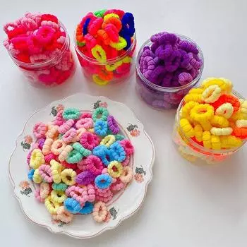 100 шт. однотонные резинки для волос с сеткой и волнами для девочек, резинки для волос, милые детские повязки на голову, аксессуары для волос