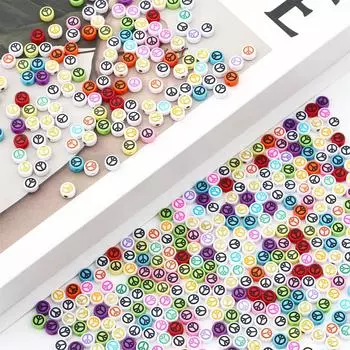 100 шт./пакет 7 мм пластиковые акриловые свободные бусины с узором мира, бусины-разделители для браслета, ожерелья, изготовления ювелирных изделий, аксессуары «сделай сам»