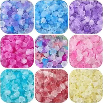 100 шт./пакет, акриловые колокольчики, ипомея, цветы, бусины, подвески для серег, браслет, сделай сам, изготовление ювелирных изделий серый