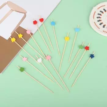 100 шт./пакет бамбуковая палочка фруктовая палочка коктейльные палочки еда выбор декор для вечеринки as the picture