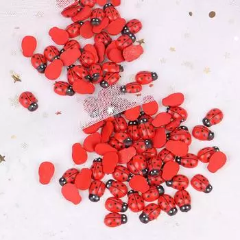 100 шт./пакет деревянная наклейка «Божья коровка» для детей, окрашенная «сделай сам», божья коровка