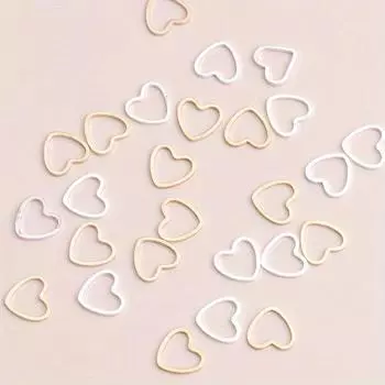 100 шт./пакет, маленькие полые сердечки, соединители, бусины для браслетов, ожерелий, золотисто-серебристого цвета, 10x10 мм, изготовление ювелирных украшений, поиск подвесок золотой
