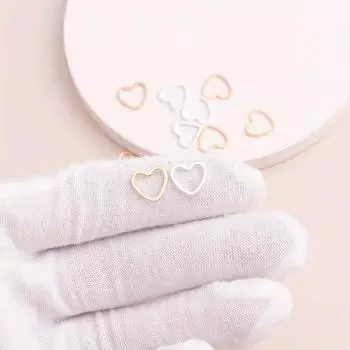 100 шт. / пакет маленькие полые сердечки соединители бусины для DIY браслеты ожерелья золотисто-серебристый цвет 10x10 мм изготовление находок подвески ювелирные изделия золотой