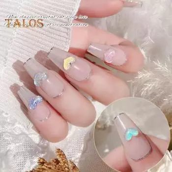 100 шт./пакет, маникюрный декор, разные размеры, декоративные, не выцветающие, изысканная форма сердца, подвеска для ногтей с искусственным бриллиантом, поставка для маникюрного салона розовый