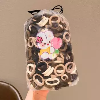 100 шт./пакет, милые однотонные эластичные резинки для волос ярких цветов для девочек, детские милые резинки для волос, детские аксессуары для волос 1#