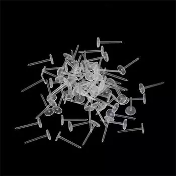 100 шт./пакет, невидимый пластик, мягкая силиконовая резина, основа для сережек, шпильки-гвоздики, фиксатор для пирсинга для DIY, серьги 3x12mm
