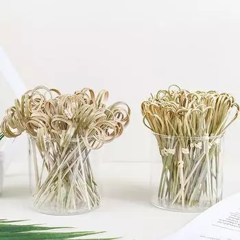 100 шт./пакет одноразовая посуда для вечеринок коктейльные завязанные бамбуковые фруктовые шашлычки