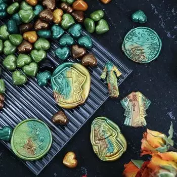 100 шт./пакет перламутровый огненный лак штамп воск сердце поляризованные бусины печать DIY конверт штамп свадебные приглашения принадлежности