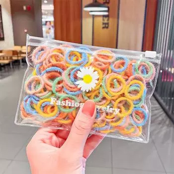 100 шт./пакет Простые практичные маленькие резинки для волос для девочек и детей, эластичные резинки для волос, аксессуары, резинка для волос, кольцо, головной убор