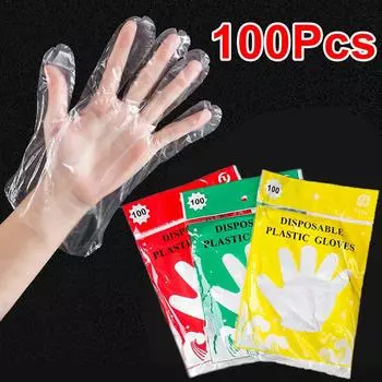 100 шт./пакет прозрачная высококачественная пленка экологически чистые одноразовые перчатки чистящие принадлежности пластиковые санитарные перчатки 100Pcs