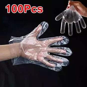 100 шт./пакет прозрачные чистящие принадлежности пластиковые высококачественные одноразовые перчатки экологически чистые бытовые товары пленка