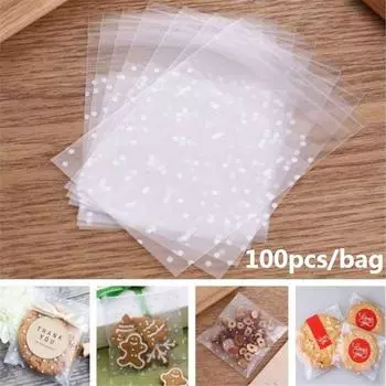 100 шт./пакет, прозрачные пакеты для выпечки, печенья, упаковки для печенья, вечерние пакеты для конфет, десерта, товары для вечеринок 5.5 cm