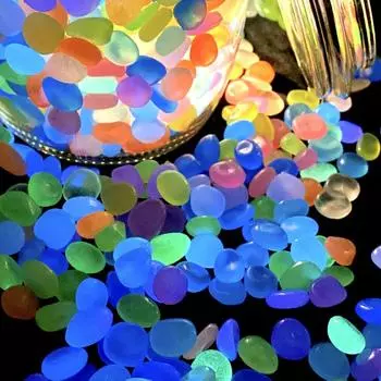 100 шт./пакет разноцветные наружные светящиеся камни светящиеся в темноте садовые камешки украшения для аквариума галька камни декор для аквариума 50pcs colour