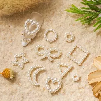 100 шт./пакет смешанные жемчужные ногти 3D полукруглые жемчужные сердечки в форме ногтей подвески своими руками аксессуары для телефонных чехлов