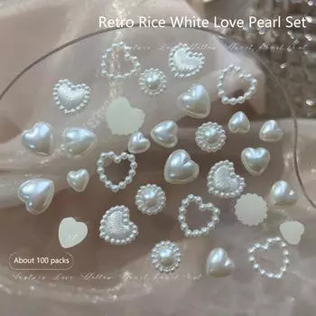 100 шт./пакет смешанный жемчужный 3D полукруглый жемчужный сердечко