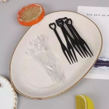 100 шт./пакет вилка для фруктов мини прозрачные пластиковые вилки домашняя столовая еда торт вилка для фруктов чёрный