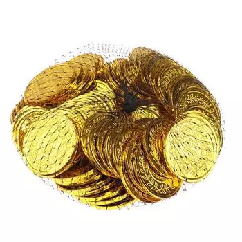 100 шт./пакет, золотые поддельные монеты, блестящие пираты, пластиковые монеты, вечерние игры, валютные игрушки 3.5 x 3.5cm золотой