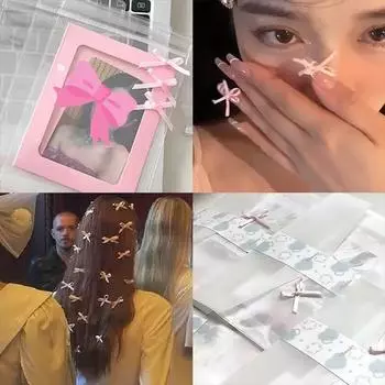 100 шт./пакетов из полиэстера, проекты ручной работы, мини-украшения в виде бантов, товары для рукоделия для нейл-арта чёрный