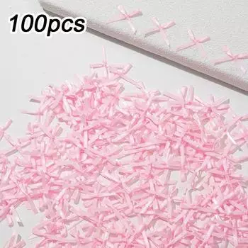 100 шт./пакетов полиэстер ювелирные изделия дисплей мини банты украшения ювелирные изделия украшения светло-розовый