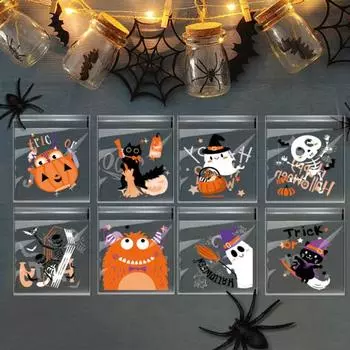 100 шт., пакеты для сладостей на Хэллоуин, самоклеящиеся прозрачные пакеты для печенья, легкие многоразовые самоклеящиеся прозрачные пакеты для конфет, принадлежности для вечеринок G