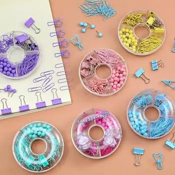 100 шт., папки Elliot, многофункциональные прочные канцелярские принадлежности, яркие цвета, милый кот, в форме сердца, зажим «ласточкин хвост», комбинированный набор, офисные принадлежности розы красного