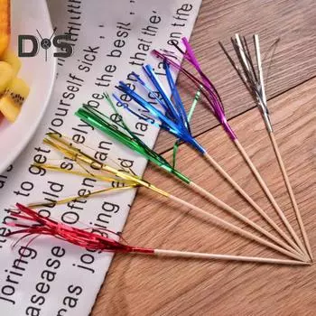 100 шт., пищевые палочки, блестящие, нескользящие, яркие, одноразовые для вечеринки, салат, торт, выбор фруктов, праздничные принадлежности разноцветный