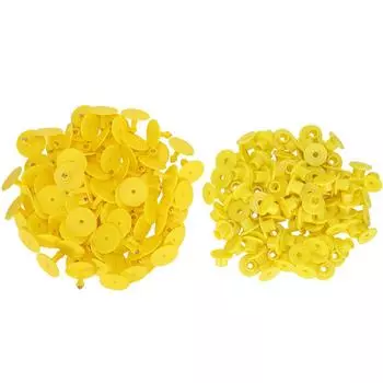 100 шт. Пластиковая бирка для ушей животных, идентификационная карточка, маркер против потери для крупного рогатого скота, овец, свиней, желтый