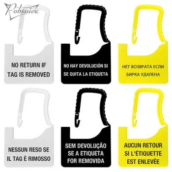 100 шт., пластиковая бирка с защитной этикеткой, возврат невозвратен, если бирка удалена, маркер для этикеток для одежды, сумки для обуви белый