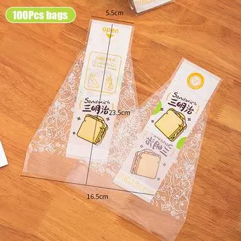 100 шт. пластиковая упаковка для сэндвичей, прозрачные треугольные пакеты для хлеба, сумки для вечеринки по случаю дня рождения, угощение