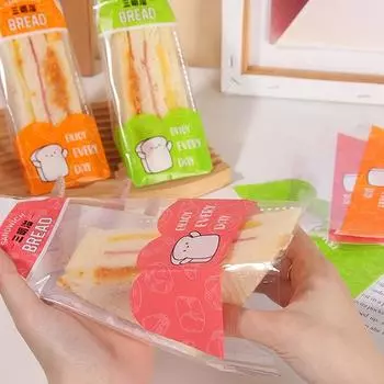 100 шт. пластиковая упаковка для сэндвичей, прозрачные треугольные пакеты для хлеба, сумки для вечеринки по случаю дня рождения, угощение розовый